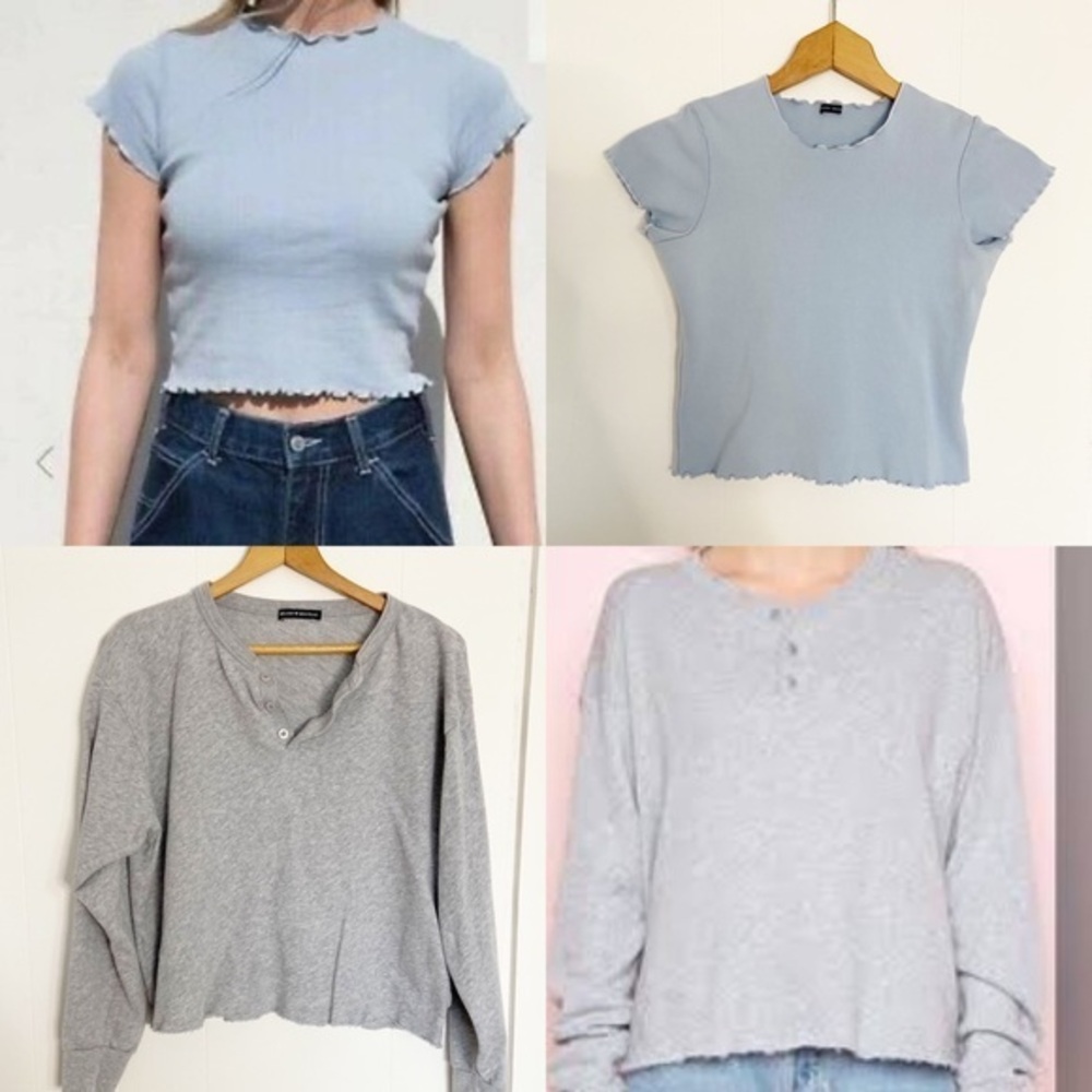 Bundle brandy Melville baby blue lizzy crop top & grey henley‎ OS